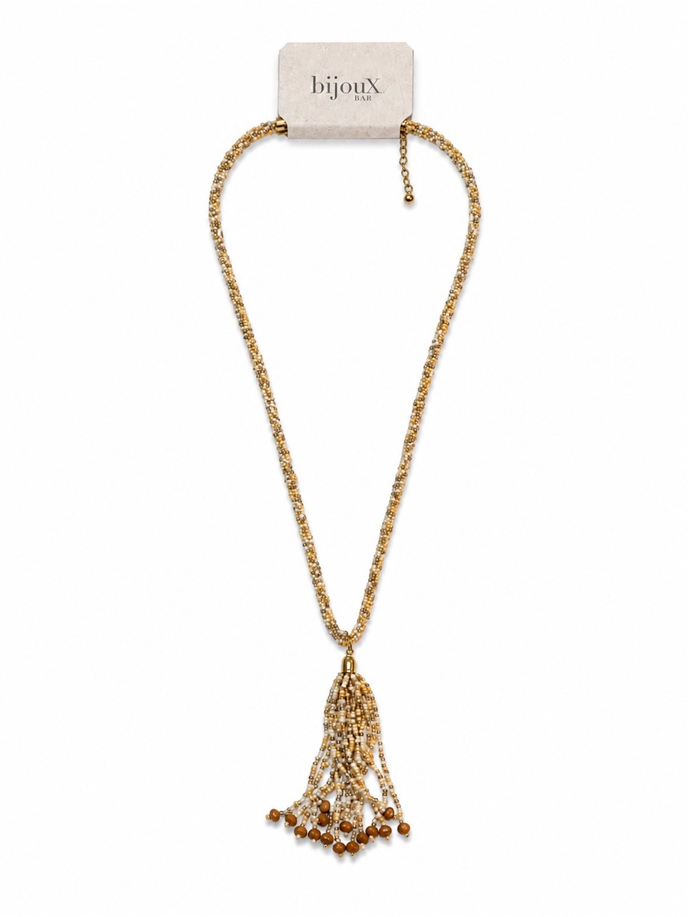 Bijoux Bar Gold Beaded Tassel Pendant Necklace